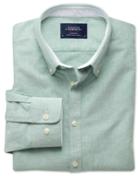 Charles Tyrwhitt Charles Tyrwhitt Extra Slim Fit Green Washed Oxford Cotton Dress Shirt Size Medium