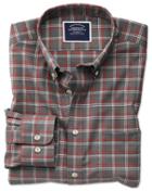  Classic Fit Non-iron Grey Check Twill Cotton Casual Shirt Single Cuff Size Large By Charles Tyrwhitt