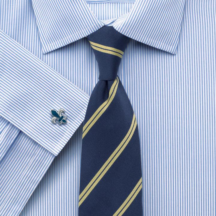 Charles Tyrwhitt Charles Tyrwhitt Navy And Lemon Silk Classic Double Stripe Slim Tie
