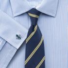 Charles Tyrwhitt Charles Tyrwhitt Navy And Lemon Silk Classic Double Stripe Slim Tie