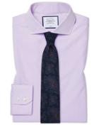  Slim Fit Non-iron Cutaway Collar Poplin Lilac Cotton Dress Shirt Single Cuff Size 14.5/32 By Charles Tyrwhitt