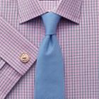Charles Tyrwhitt Charles Tyrwhitt Slim Fit Block Check Pink Cotton Dress Shirt Size 15.5/37