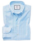  Classic Fit Business Casual Non-iron Button-down Teal Cotton Dress Shirt Single Cuff Size 15/34 By Charles Tyrwhitt