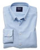  Extra Slim Fit Sky Blue Washed Oxford Cotton Casual Shirt Single Cuff Size Large By Charles Tyrwhitt