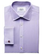 Charles Tyrwhitt Charles Tyrwhitt Slim Fit Non-iron Bengal Stripe Lilac Cotton Dress Shirt Size 14.5/32