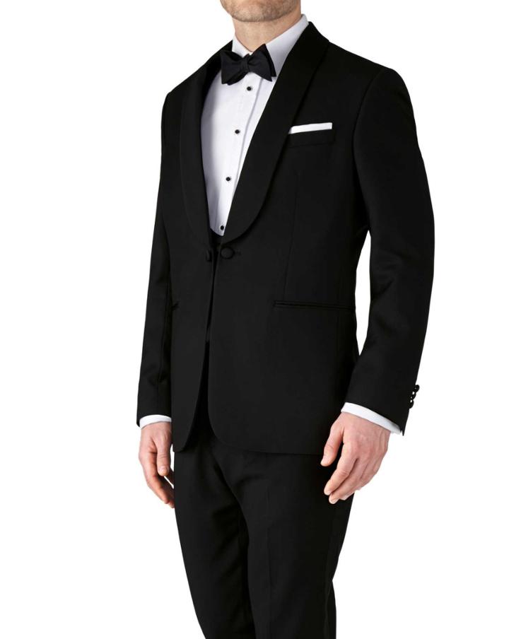 Charles Tyrwhitt Charles Tyrwhitt Black Slim Fit Shawl Collar Tuxedo Wool Jacket Size 36