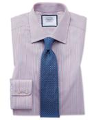  Slim Fit Egyptian Cotton Poplin Multi Pink Stripe Dress Shirt Single Cuff Size 15/33 By Charles Tyrwhitt