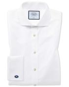  Slim Fit White Non-iron Poplin Spread Collar Cotton Dress Shirt Single Cuff Size 15/33 By Charles Tyrwhitt