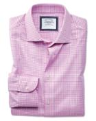 Charles Tyrwhitt Extra Slim Fit Business Casual Non-iron Modern Textures Pink And White Cotton Dress Shirt Single Cuff Size 14.5/32 By Charles Tyrwhitt