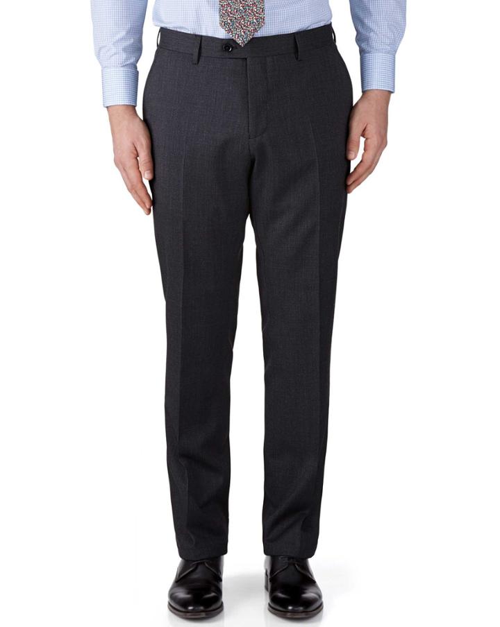Charles Tyrwhitt Charcoal Classic Fit End-on-end Business Suit Wool Pants Size W36 L32 By Charles Tyrwhitt