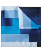  Blue Multi Stepped Gradient Print Silk Pocket Square By Charles Tyrwhitt
