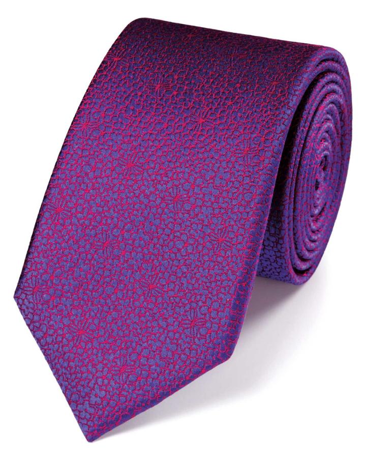 Charles Tyrwhitt Slim Magenta Silk Floral Classic Tie By Charles Tyrwhitt