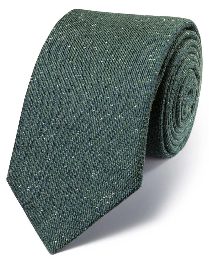 Charles Tyrwhitt Charles Tyrwhitt Green Silk Luxury Italian Textured Fleck Tie