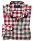 Charles Tyrwhitt Slim Fit Heather Tartan Red Check Cotton Casual Shirt Single Cuff Size Large By Charles Tyrwhitt
