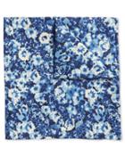  Blue Multi Floral Cotton Silk Print Pocket Square By Charles Tyrwhitt