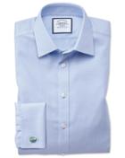 Charles Tyrwhitt Slim Fit Non-iron Step Weave Sky Blue Cotton Dress Shirt Single Cuff Size 14.5/33 By Charles Tyrwhitt