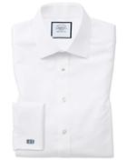  Extra Slim Fit Non-iron White Arrow Weave Cotton Dress Shirt French Cuff Size 14.5/32 By Charles Tyrwhitt