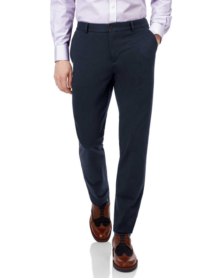  Navy Non-iron Travel Trouser Size W30 L30 By Charles Tyrwhitt