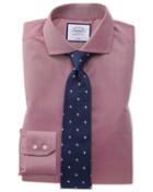  Slim Fit Non-iron Spread Collar Red Twill Cotton Dress Shirt French Cuff Size 15/33 By Charles Tyrwhitt