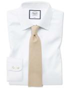  Slim Fit Non-iron White Triangle Weave Cotton Dress Shirt French Cuff Size 14.5/33 By Charles Tyrwhitt