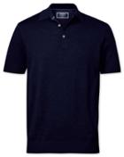  Navy Merino Wool Polo Collar Short Sleeve Sweater Size Medium By Charles Tyrwhitt