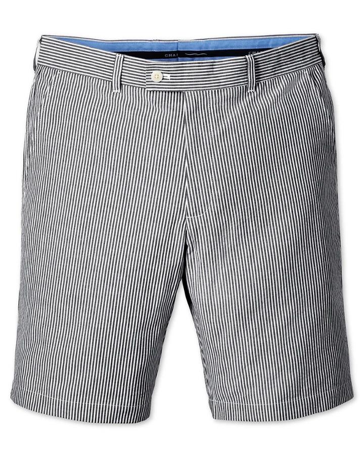 Charles Tyrwhitt Charles Tyrwhitt Blue Slim Fit Seersucker Stripe Cotton Shorts Size 30