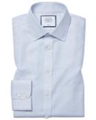  Slim Fit Non-iron Dash Weave Blue Cotton Dress Shirt Single Cuff Size 14.5/33 By Charles Tyrwhitt