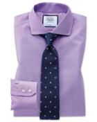  Extra Slim Fit Lilac Non-iron Twill Spread Collar Cotton Dress Shirt French Cuff Size 14.5/33 By Charles Tyrwhitt