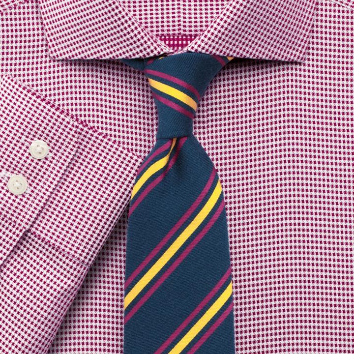 Charles Tyrwhitt Classic Fit Spread Collar Star Weave Berry Cotton Dress Shirt Single Cuff Size 17/36 By Charles Tyrwhitt