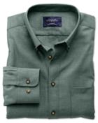 Charles Tyrwhitt Charles Tyrwhitt Slim Fit Non-iron Twill Forest Green Cotton Dress Shirt Size Xs