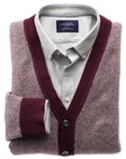 Charles Tyrwhitt Wine Jacquard Wool Cardigan Size Xxl By Charles Tyrwhitt
