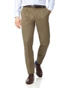  Fawn Single Pleat Non-iron Cotton Chino Pants Size W32 L30 By Charles Tyrwhitt