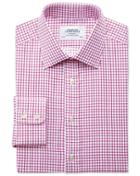 Charles Tyrwhitt Charles Tyrwhitt Slim Fit Twill Grid Check Fuchsia Cotton Dress Shirt Size 14.5/32