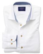  Slim Fit Washed Textured White Cotton Casual Shirt Single Cuff Size Large By Charles Tyrwhitt