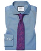 Slim Fit Non-iron Cutaway Collar Twill Blue Cotton Dress Shirt Single Cuff Size 14.5/32 By Charles Tyrwhitt