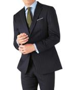 Charles Tyrwhitt Navy Stripe Slim Fit Twill Business Suit Wool Jacket Size 36 By Charles Tyrwhitt