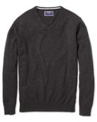  Charcoal V-neck Cashmere Sweater Size Large By Charles Tyrwhitt