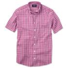 Charles Tyrwhitt Charles Tyrwhitt Raspberry Gingham Check Short Sleeve Non-iron Slim Fit Shirt (l)