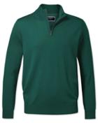  Dark Green Merino Zip Neck Merino Wool Jumper Size Large By Charles Tyrwhitt