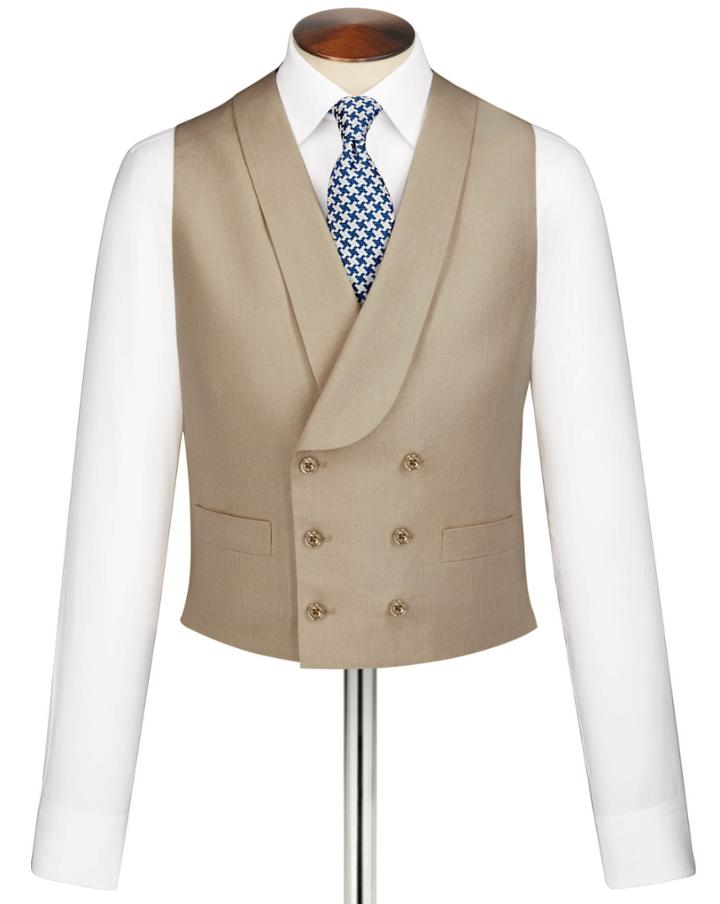 Charles Tyrwhitt Charles Tyrwhitt Buff Linen Morning Suit Waistcoat Size W36