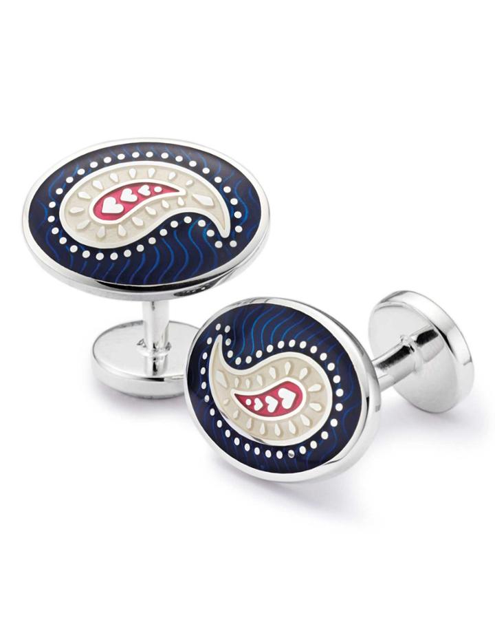 Charles Tyrwhitt Navy Enamel Paisley Cufflinks By Charles Tyrwhitt