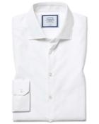  Super Slim Fit Non-iron Natural Stretch Textures White Cotton Dress Shirt Single Cuff Size 14/33 By Charles Tyrwhitt