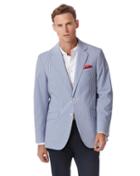  Classic Fit Blue Striped Cotton Seersucker Cotton Jacket Size 44 By Charles Tyrwhitt