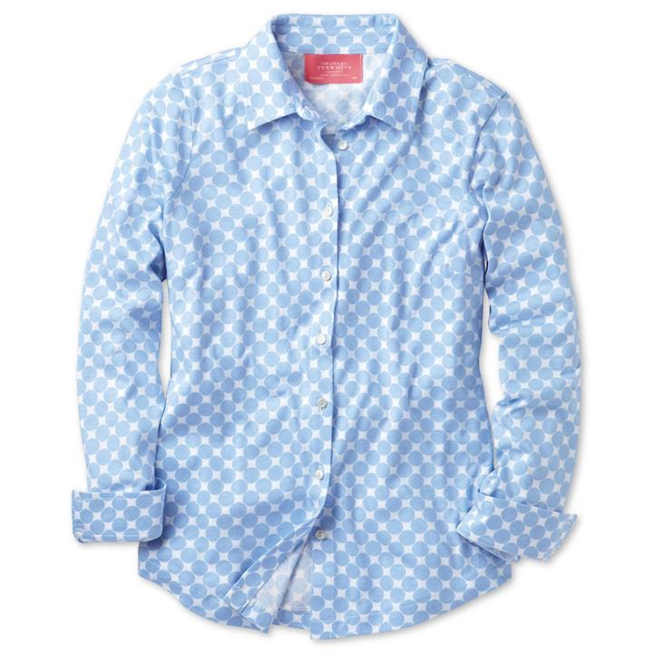 Charles Tyrwhitt Charles Tyrwhitt White And Sky Large Spot Soft Jersey Shirt (10)