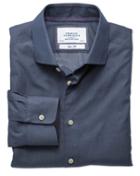Charles Tyrwhitt Charles Tyrwhitt Classic Fit Semi-spread Collar Business Casual Denim Blue Cotton Dress Shirt Size 15/33