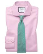  Slim Fit Pink Non-iron Twill Spread Collar Cotton Dress Shirt French Cuff Size 14.5/33 By Charles Tyrwhitt