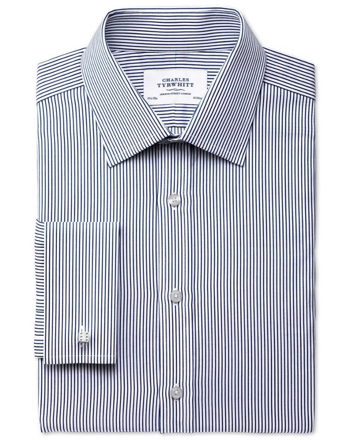Charles Tyrwhitt Charles Tyrwhitt Classic Fit Raised Stripe Navy Shirt