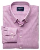Charles Tyrwhitt Charles Tyrwhitt Extra Slim Fit Pink Chambray Cotton Dress Shirt Size Medium