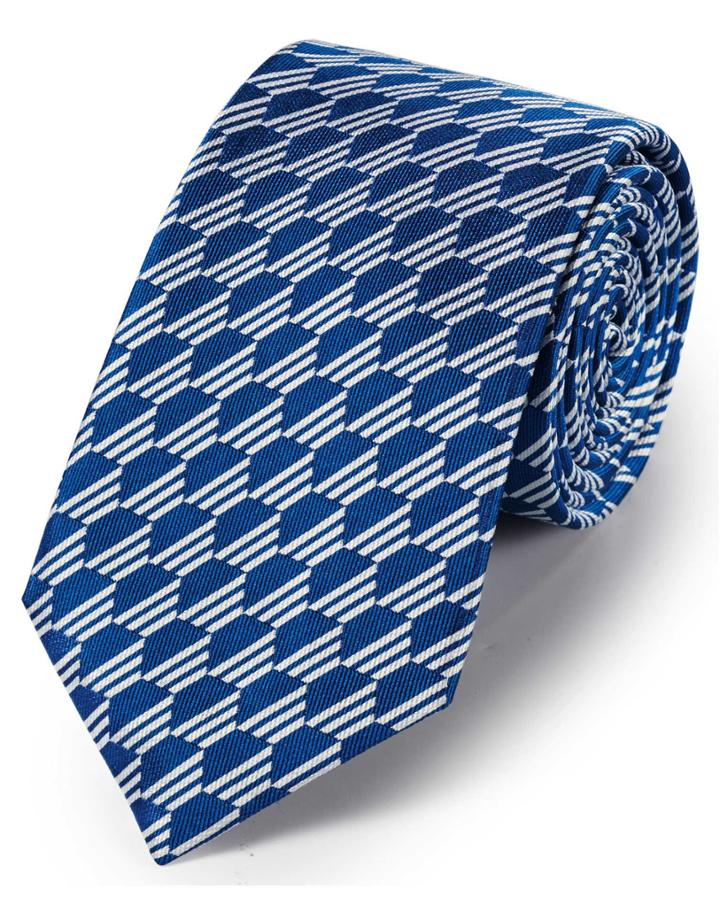Charles Tyrwhitt Royal Blue Silk Geometric Classic Tie By Charles Tyrwhitt