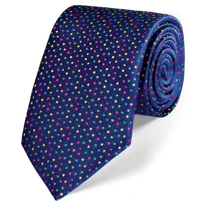 Charles Tyrwhitt Charles Tyrwhitt Luxury Navy Multi Spot Tie